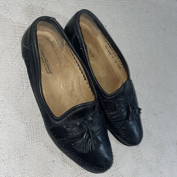 Santoni Italy Men’s Casual Loafers Size 10.5 D Black Leather Going Out Comfort main image 9